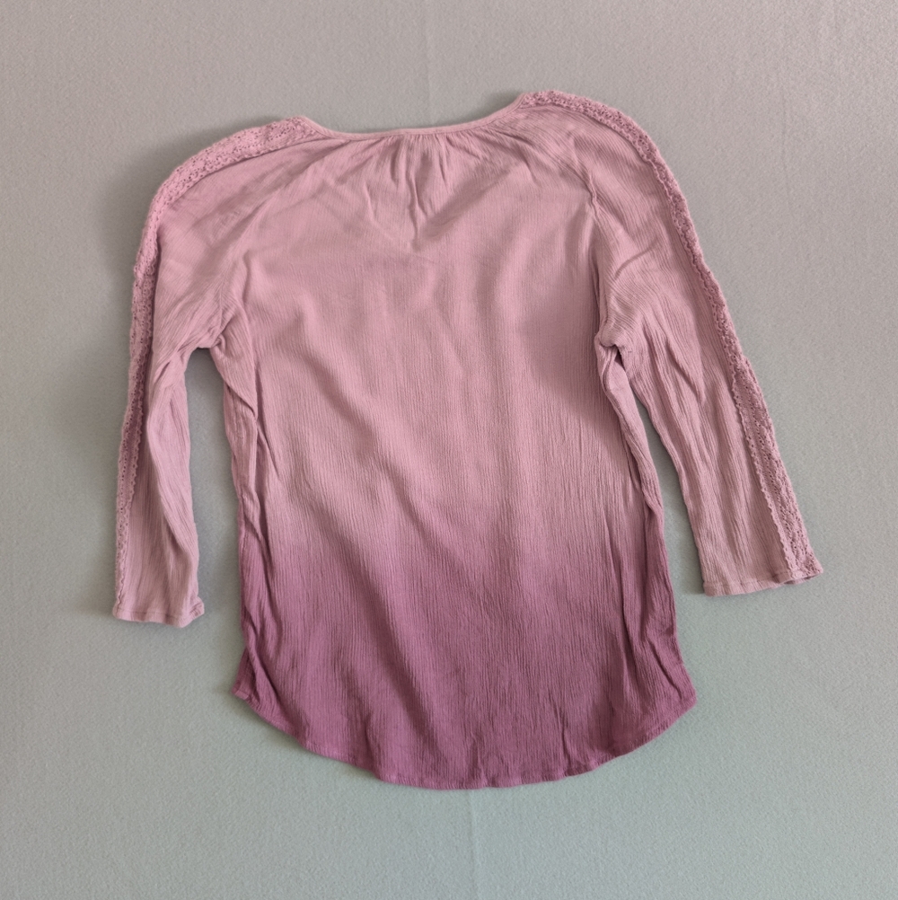 Purple Ombre Tassel Tie Neck Peasant Boho Top Blouse Sz M Festival Summer Spring image 7